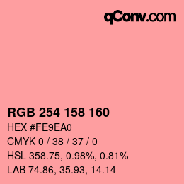 カラーコード: RGB 254 158 160 | qconv.com