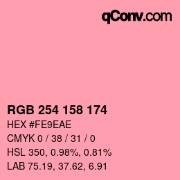 カラーコード: RGB 254 158 174 | qconv.com