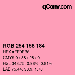 カラーコード: RGB 254 158 184 | qconv.com