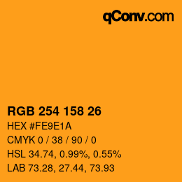 颜色代码: RGB 254 158 26 | qconv.com
