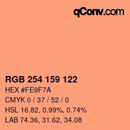 Color code: RGB 254 159 122 | qconv.com