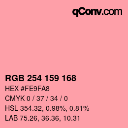 Color code: RGB 254 159 168 | qconv.com