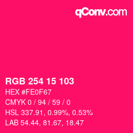 Color code: RGB 254 15 103 | qconv.com