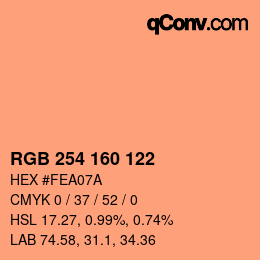 Color code: RGB 254 160 122 | qconv.com
