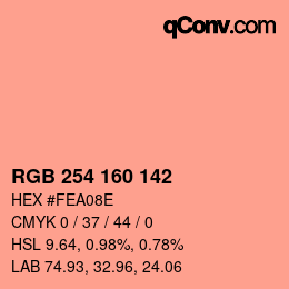Color code: RGB 254 160 142 | qconv.com