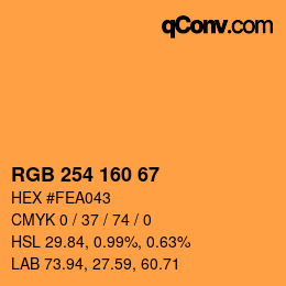 Color code: RGB 254 160 67 | qconv.com