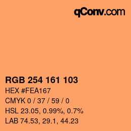 カラーコード: RGB 254 161 103 | qconv.com