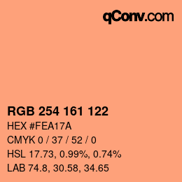 Color code: RGB 254 161 122 | qconv.com