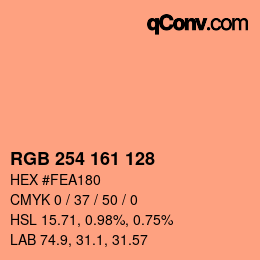 Color code: RGB 254 161 128 | qconv.com
