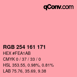 Color code: RGB 254 161 171 | qconv.com