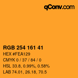Color code: RGB 254 161 41 | qconv.com