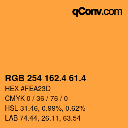 カラーコード: RGB 254 162.4 61.4 | qconv.com