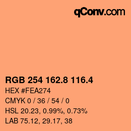 カラーコード: RGB 254 162.8 116.4 | qconv.com