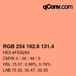 カラーコード: RGB 254 162.8 131.4 | qconv.com