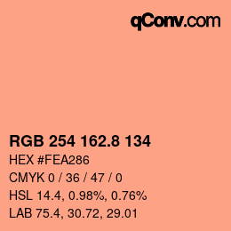 カラーコード: RGB 254 162.8 134 | qconv.com