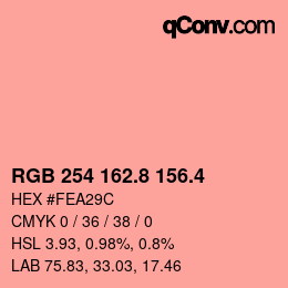 カラーコード: RGB 254 162.8 156.4 | qconv.com