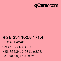 カラーコード: RGB 254 162.8 171.4 | qconv.com