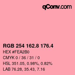 カラーコード: RGB 254 162.8 176.4 | qconv.com