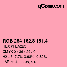 カラーコード: RGB 254 162.8 181.4 | qconv.com