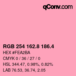カラーコード: RGB 254 162.8 186.4 | qconv.com