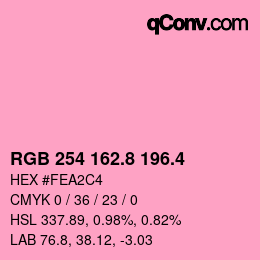 カラーコード: RGB 254 162.8 196.4 | qconv.com