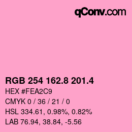 カラーコード: RGB 254 162.8 201.4 | qconv.com