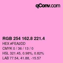 カラーコード: RGB 254 162.8 221.4 | qconv.com