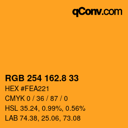 カラーコード: RGB 254 162.8 33 | qconv.com