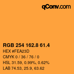カラーコード: RGB 254 162.8 61.4 | qconv.com