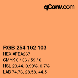 カラーコード: RGB 254 162 103 | qconv.com