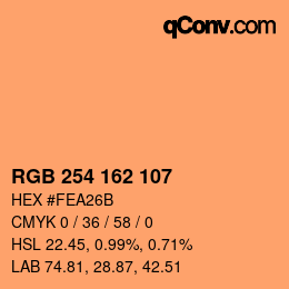 Color code: RGB 254 162 107 | qconv.com