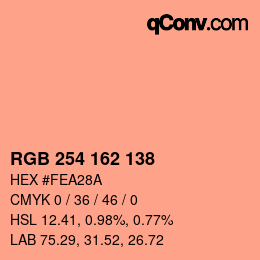 Color code: RGB 254 162 138 | qconv.com