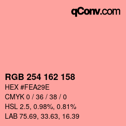 カラーコード: RGB 254 162 158 | qconv.com