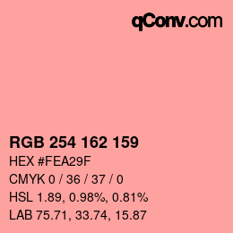Color code: RGB 254 162 159 | qconv.com