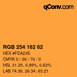 Color code: RGB 254 162 62 | qconv.com