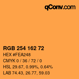 Color code: RGB 254 162 72 | qconv.com