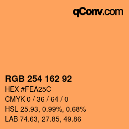 Color code: RGB 254 162 92 | qconv.com