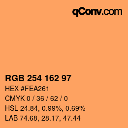 Color code: RGB 254 162 97 | qconv.com