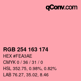 Color code: RGB 254 163 174 | qconv.com