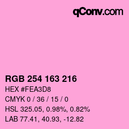Color code: RGB 254 163 216 | qconv.com