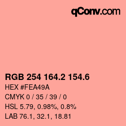 カラーコード: RGB 254 164.2 154.6 | qconv.com