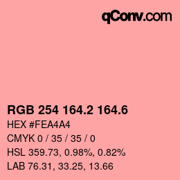 カラーコード: RGB 254 164.2 164.6 | qconv.com