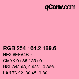 カラーコード: RGB 254 164.2 189.6 | qconv.com