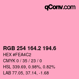 カラーコード: RGB 254 164.2 194.6 | qconv.com