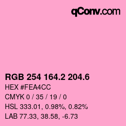 カラーコード: RGB 254 164.2 204.6 | qconv.com