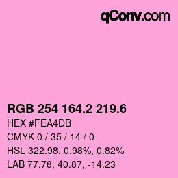 カラーコード: RGB 254 164.2 219.6 | qconv.com