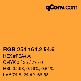 カラーコード: RGB 254 164.2 54.6 | qconv.com