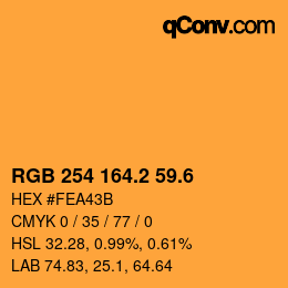 カラーコード: RGB 254 164.2 59.6 | qconv.com