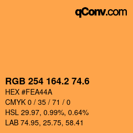 カラーコード: RGB 254 164.2 74.6 | qconv.com