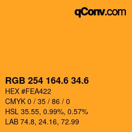 カラーコード: RGB 254 164.6 34.6 | qconv.com